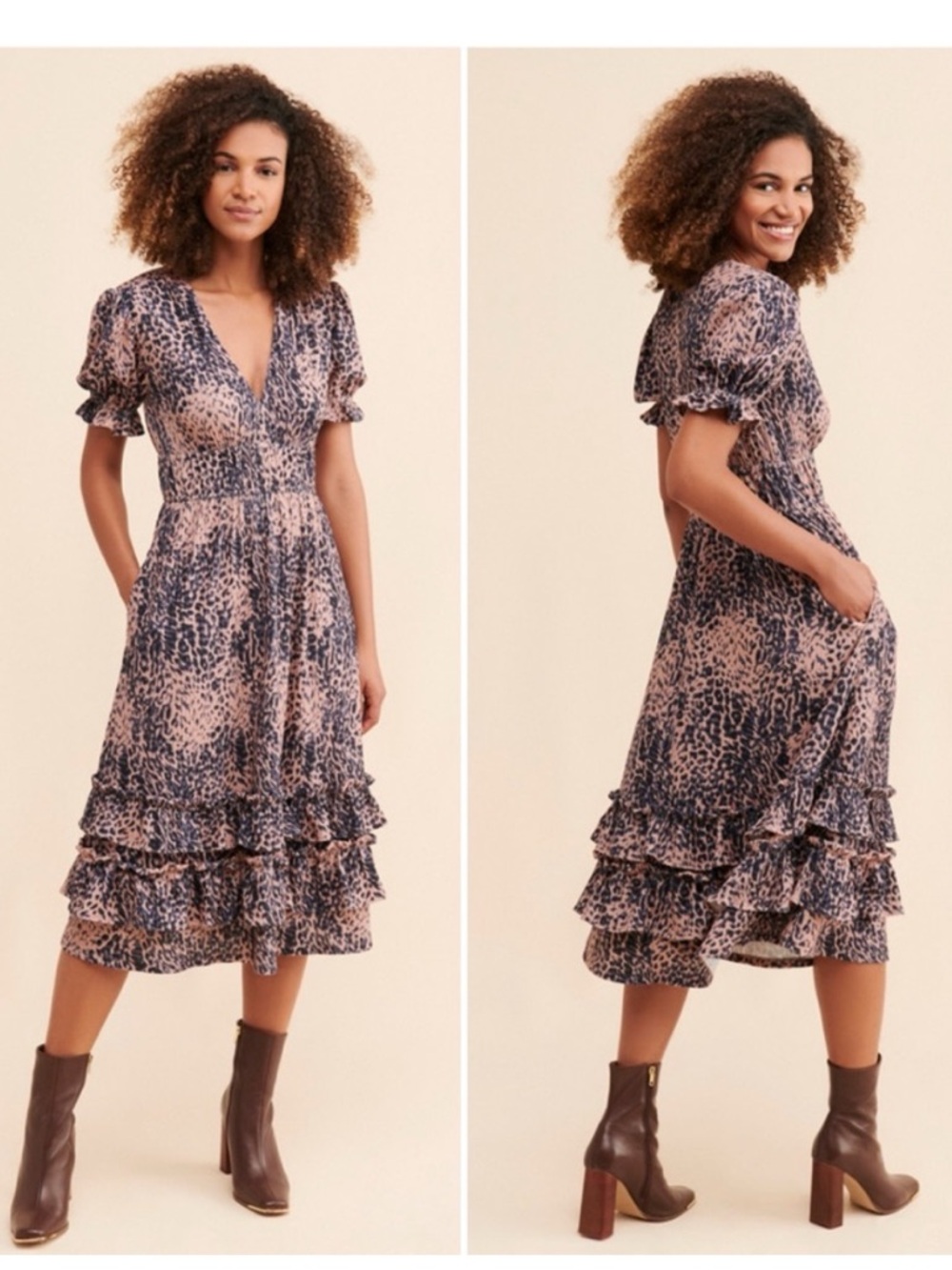 Anthropologie Hutch Women’s Adelia Ruffled Midi Dress Size LP